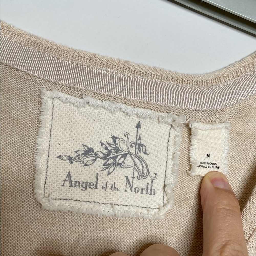 Anthropologie Angel of the North Sweater SzM Lace Hankerchief Hem Lagenlook Boho - Picture 7 of 12